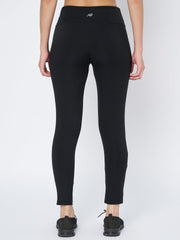 Back View of Waylene High-Waist Black Sports Tights for Women