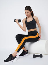 Waylene High-Performance Black and Mustard Gym Tights with Racerback Sports Bra