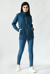 Waylene Teal Track Suit for Women with Full-Length Zip and Pockets