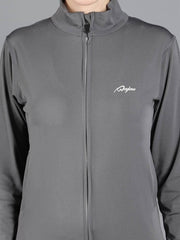 Back View of Waylene Grey Sweatshirt with Ribbed Hem