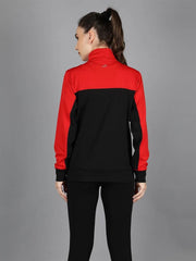 Waylene Red and Black Color Sweatshirt, back view displaying color block design.