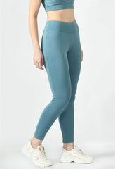 Waylene Light Blue High-Waisted Yoga Leggings Front View