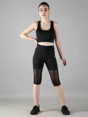 Waylene Women's Black Track Suit, front view with hands on hips