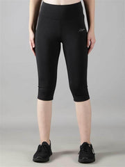 Waylene Black Skinny Fit Capri Tights, front view, emphasizing high-rise waist and smooth finish.