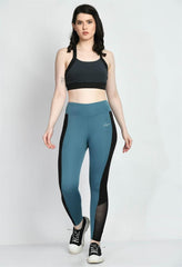 Waylene Air Force Blue Tights, full front view with mesh detail
