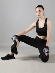 Waylene Black Tracksuit with Capri Tights for Women, front view, sporty and casual style