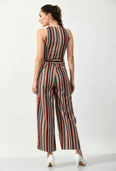 Waylene Striped Multi-Color Sleeveless Jumpsuit, Back View