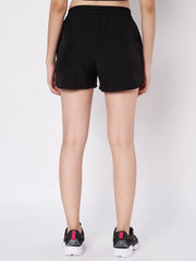 Waylene Black Polyester Shorts back view highlighting a comfortable fit and elastic waistband.